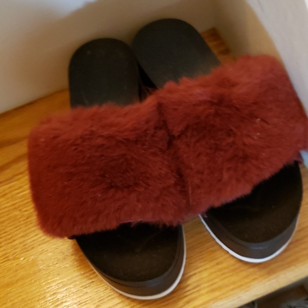 high top burgundy slippers